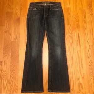 Abercrombie Dark Faded Blue Denim Stretch Bootcut Jeans 0S 0 Short